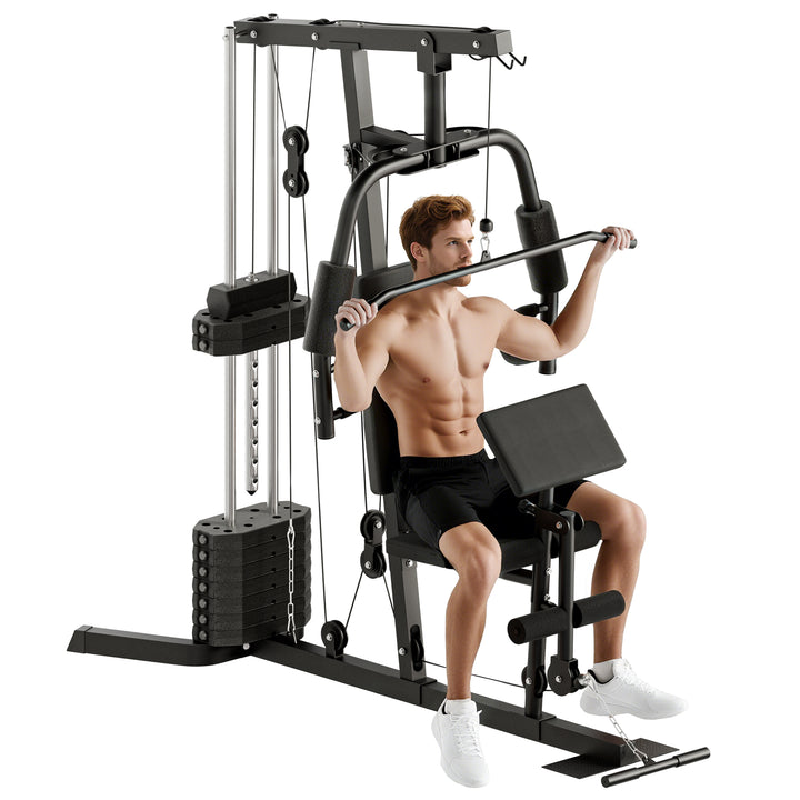 Kraftværk med 45 kg vægtblok 180 x 108 x 200 cm stål sort