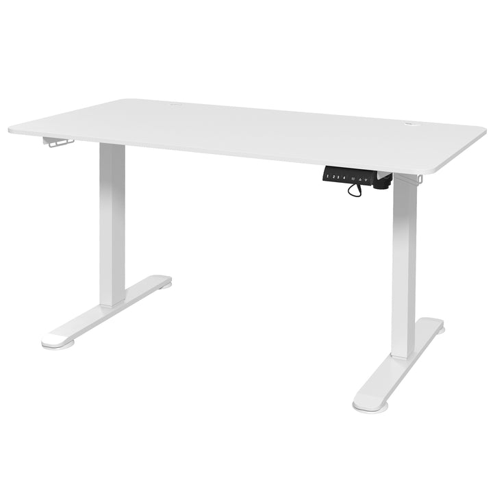 Ståbord, højdejusterbart computerbord, 140 cm x 70 cm x 116 cm, hvid