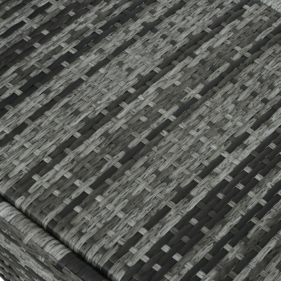 Havestol med hynde, justerbar ryglæn, metalstel, polyrattan, grå, 200 x 73 x 103 cm