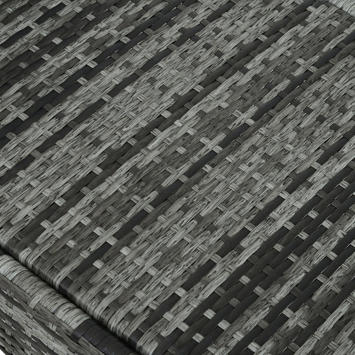 Havestol med hynde, justerbar ryglæn, metalstel, polyrattan, grå, 200 x 73 x 103 cm