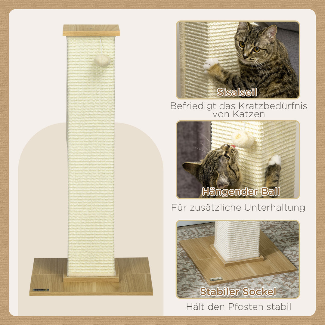 Kradsetræ med legetøj, 38 cm x 38 cm x 80 cm, beige + natur