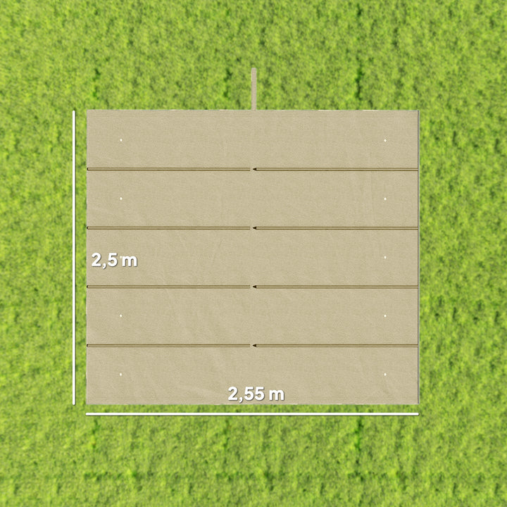 Udskiftningstag til 3 x 3 m pergola, udtrækkeligt, med drænhuller til regnvand, vejrbestandigt, polyester, beige, 250 x 255 cm