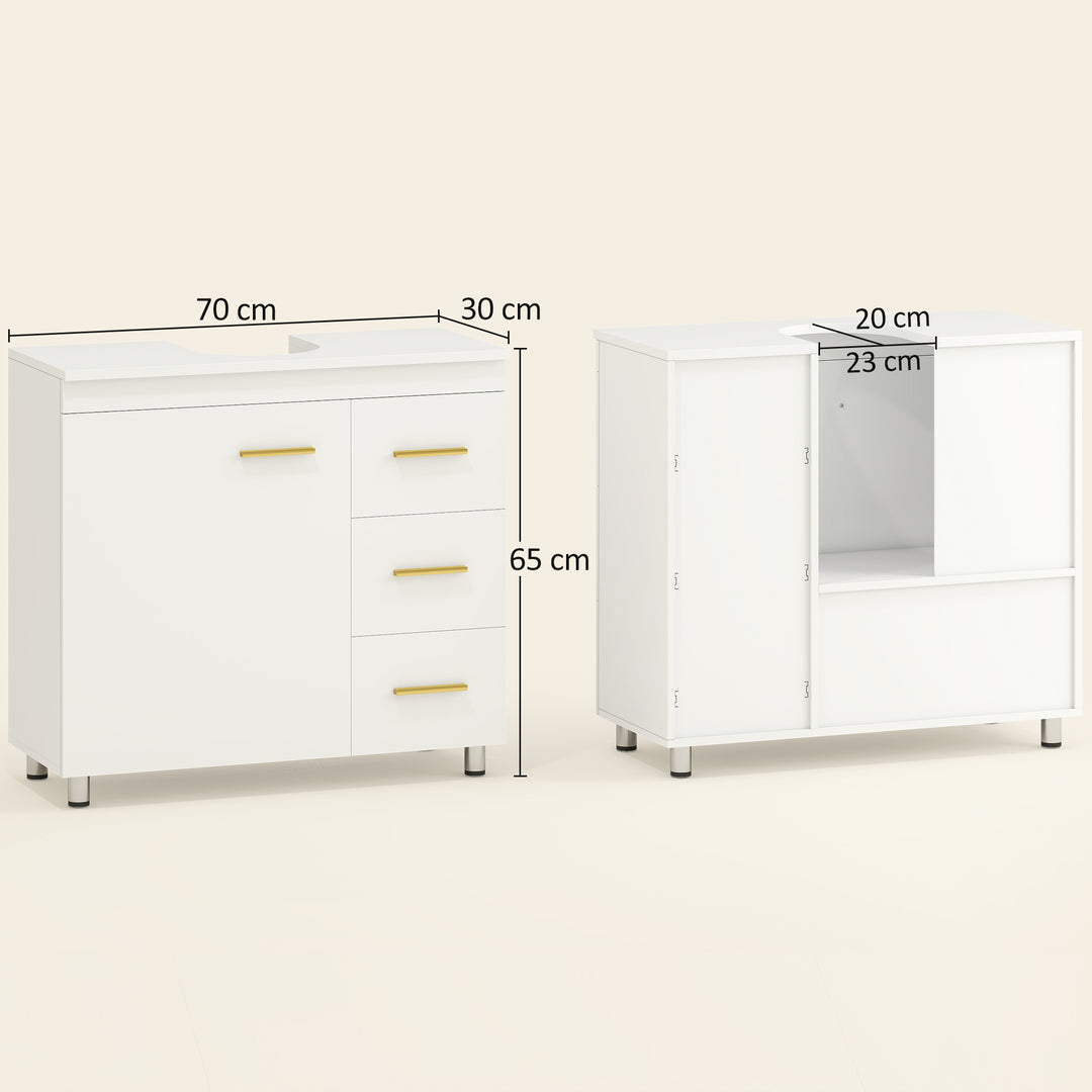 Badeværelsesskab, 3-etagers design, MDF, spånplade, hvid