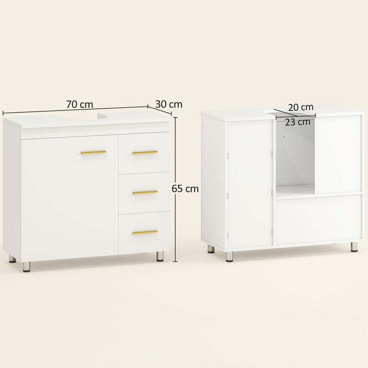 Badeværelsesskab, 3-etagers design, MDF, spånplade, hvid