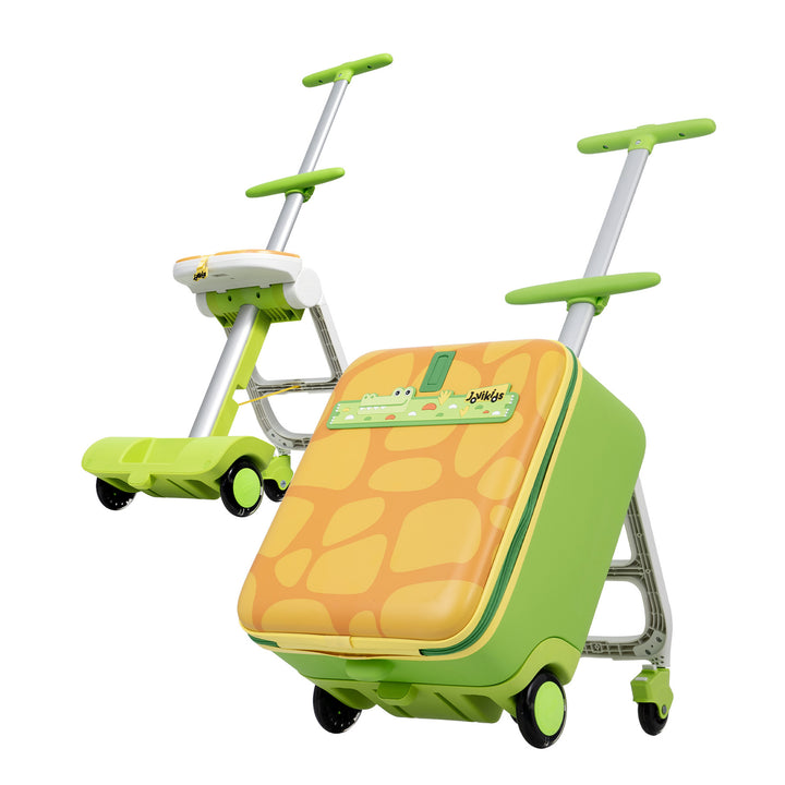 Jovikids JOYRIDE børnekuffert, 3-i-1 rejsetaske med universalhjul til rejser, armlæn til børn fra 3 år og opefter, 38L trolley håndbagage (grøn)