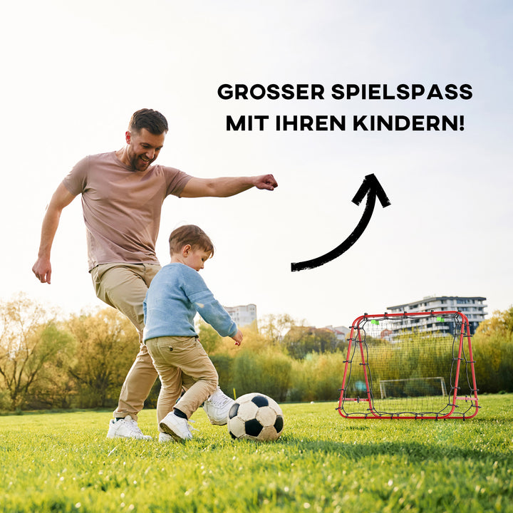 Fodboldmål, justerbart, foldbart, metalramme, 100 x 95 cm, rød