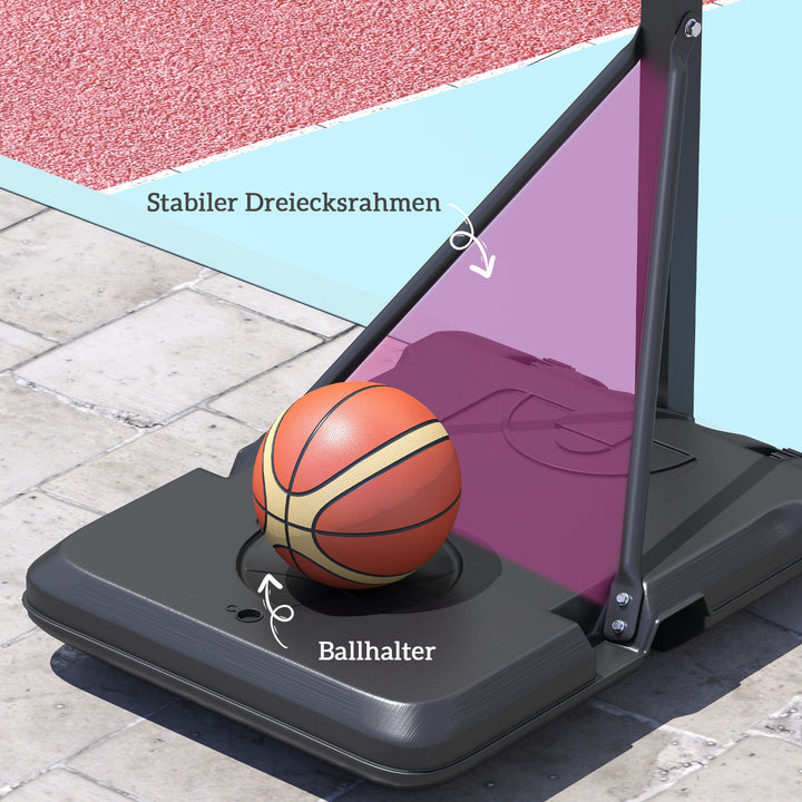 Basketballkurv, 146-236 cm højdejusterbar, basketballstativ, rullebar, stål, plastik, sort