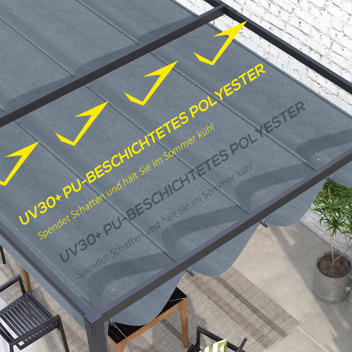 Udskiftningstag til havepavillon 2,85 x 2 m, udtrækkeligt, nem montering, polyester, mørkegrå