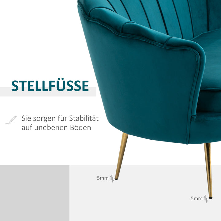 2-Personers sofa, polstret sofa, fløjlslook, dobbeltsofa, lasteevne op til 150 kg, 130 x 77 x 77 cm, mørkegrøn