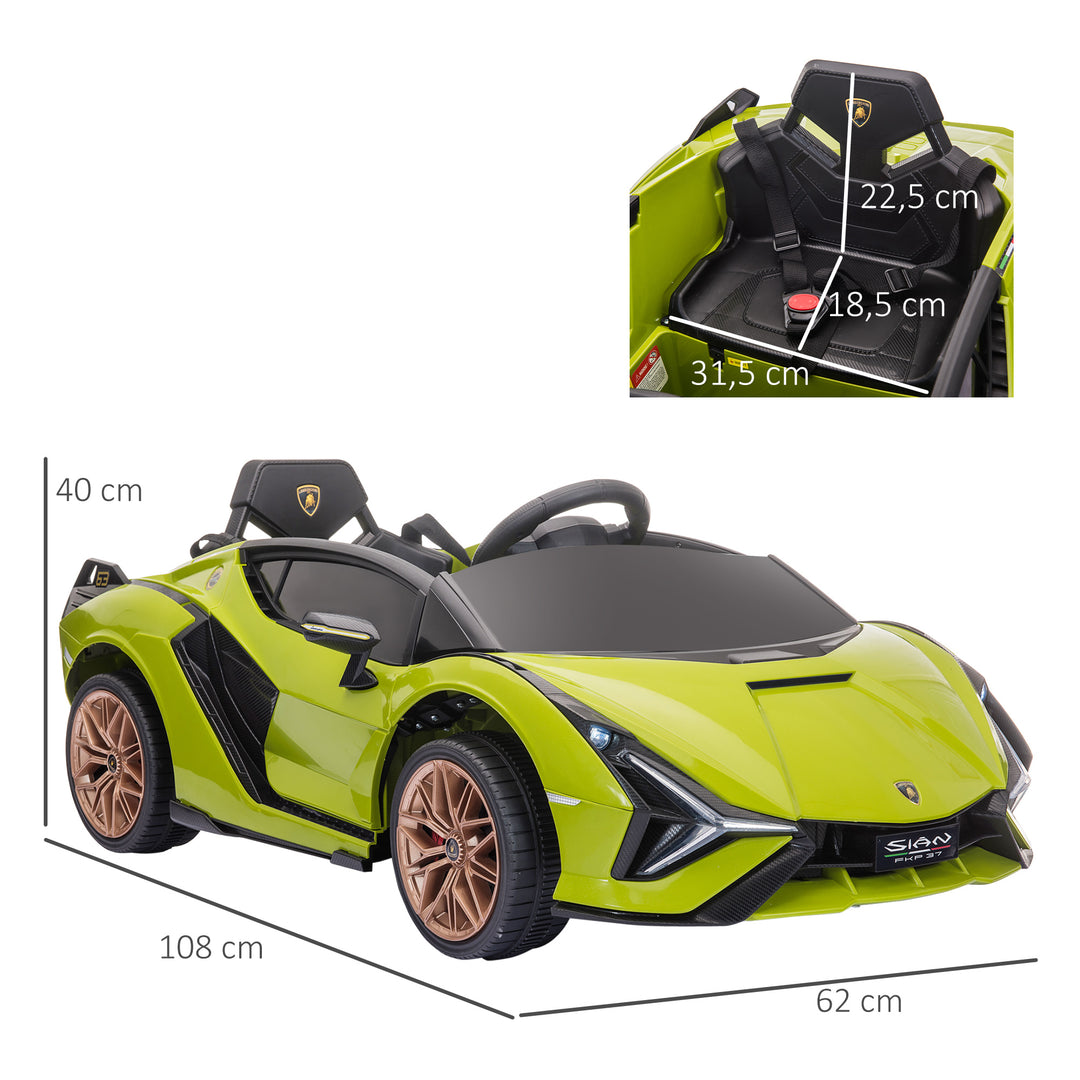 Elbil til børn, lamborghini, 3-5 km/t, fjernbetjening, til 3-5 år, grøn