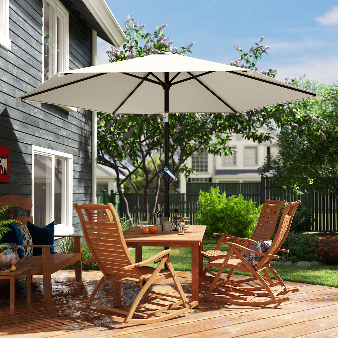 270 cm vipbar parasol, balkonparasol med håndsving, UV 50+, haveparasol, cremehvid