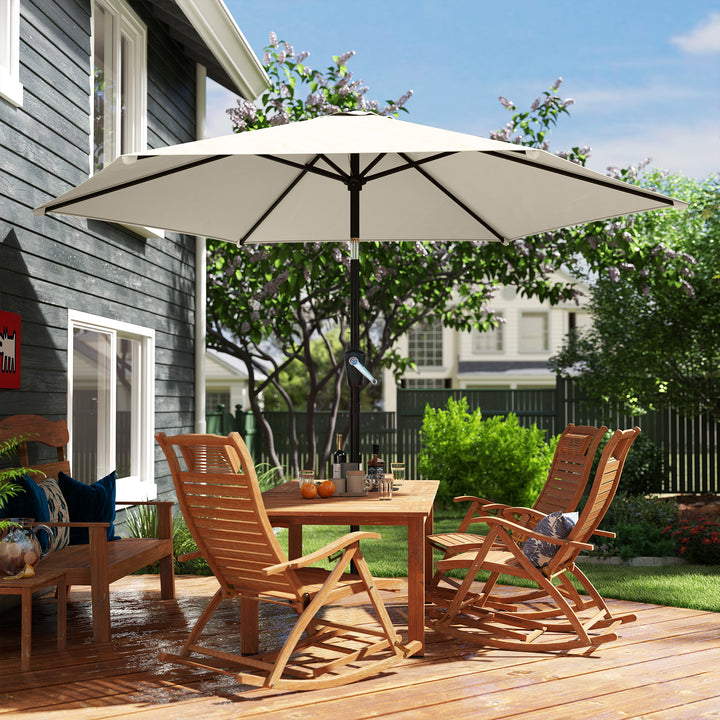 270 cm vipbar parasol, balkonparasol med håndsving, UV 50+, haveparasol, cremehvid