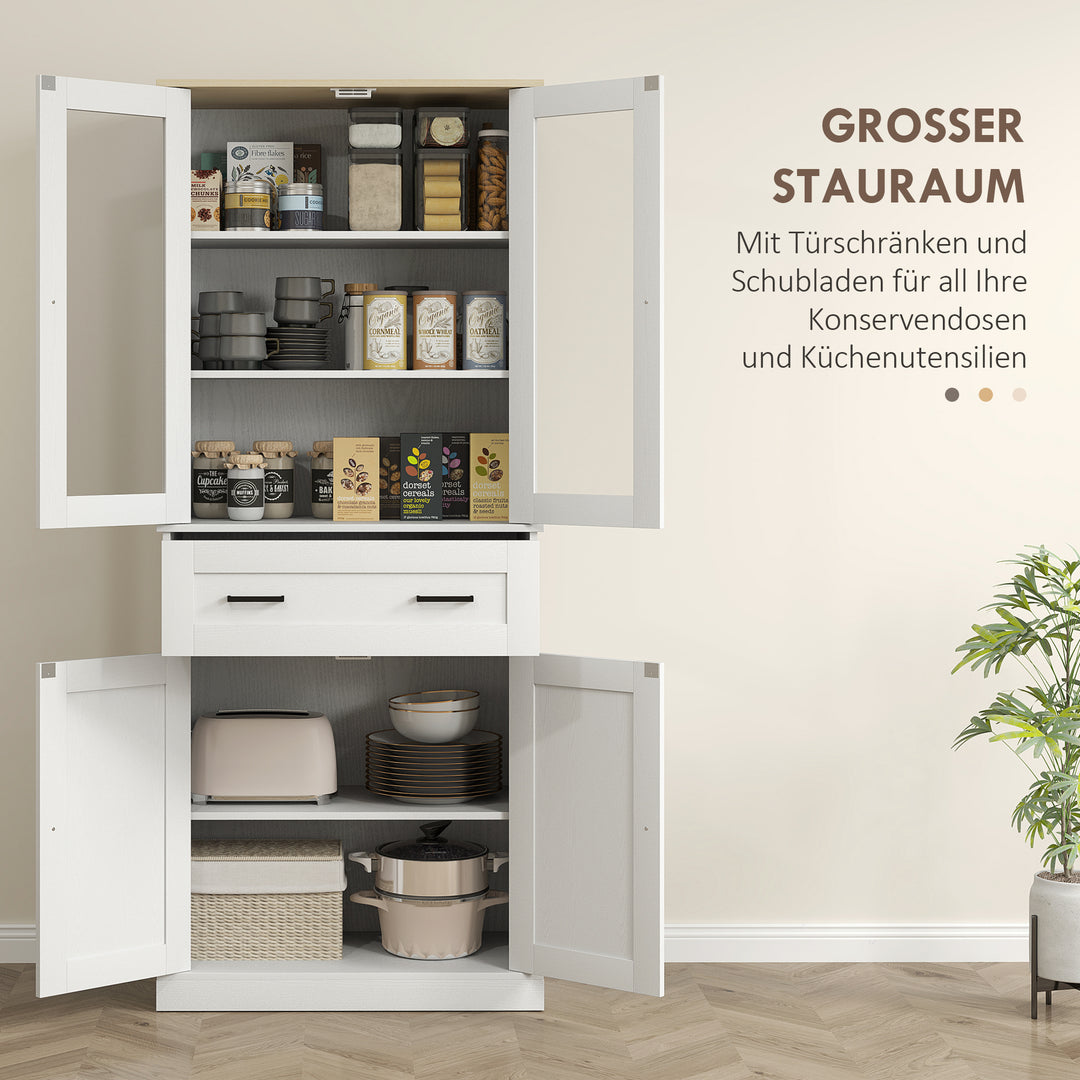 Køkkenskab, buffet, akrylfront, skuffer, 76 x 40 x 182,5 cm, cremehvid