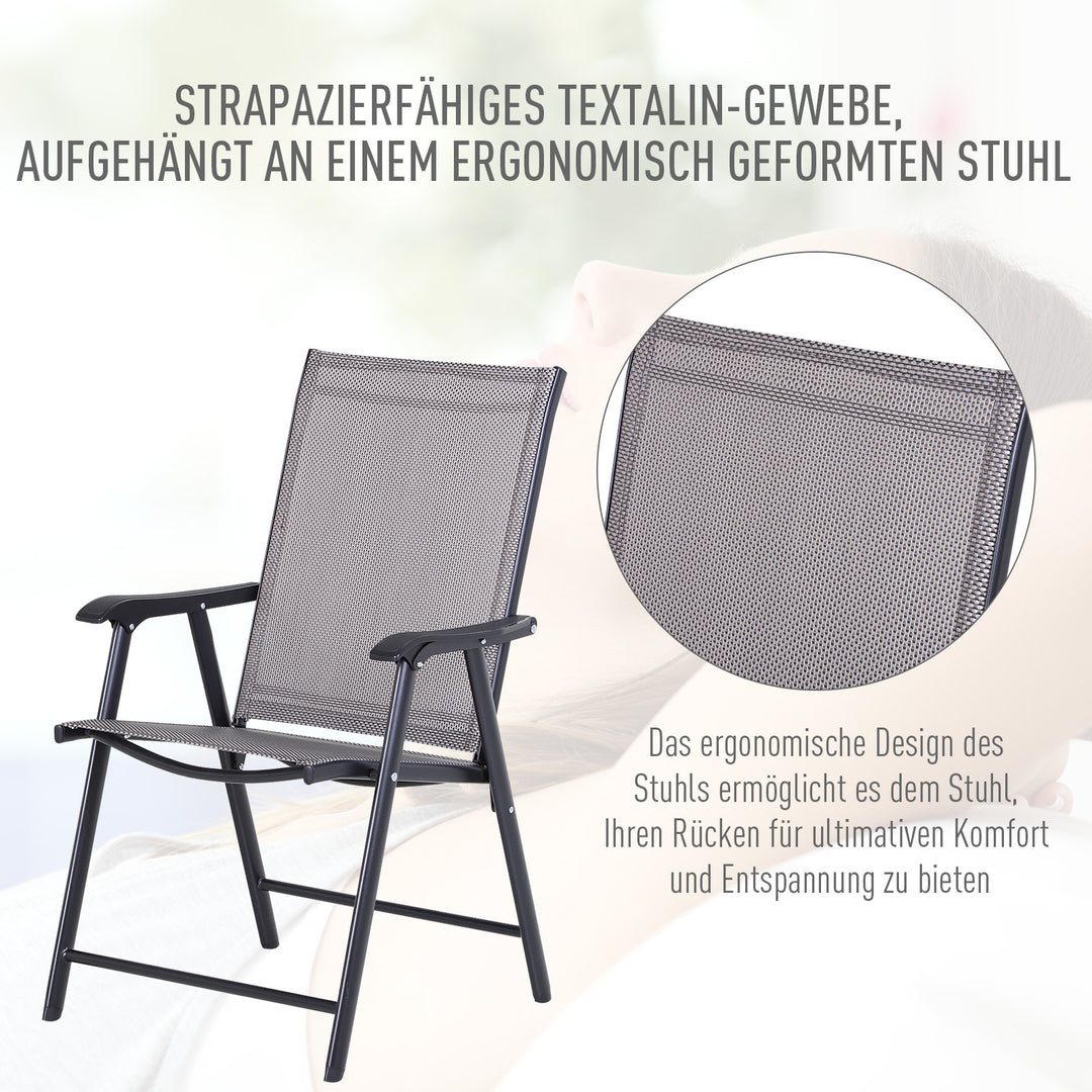 Klapstol med armlæn sæt med 2 campingstole fiskestol metalgrå 58 x 64 x 94 cm