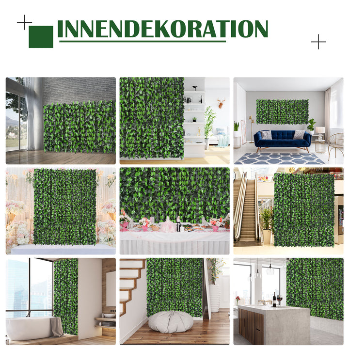 Kunstig hæk, kunstig klatreplante, udendørs dekoration, realistisk udseende, 300 cm x 100 cm, mørkegrøn