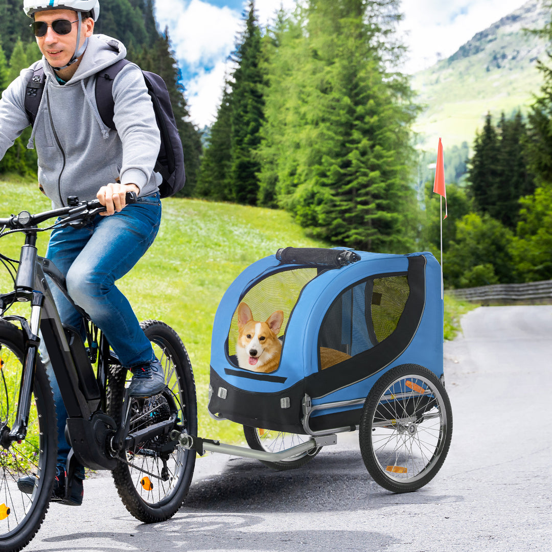 Cykeltrailer op til 20 kg, universalkobling, sikkerhedsanker, reflektor, stål, blå+sort