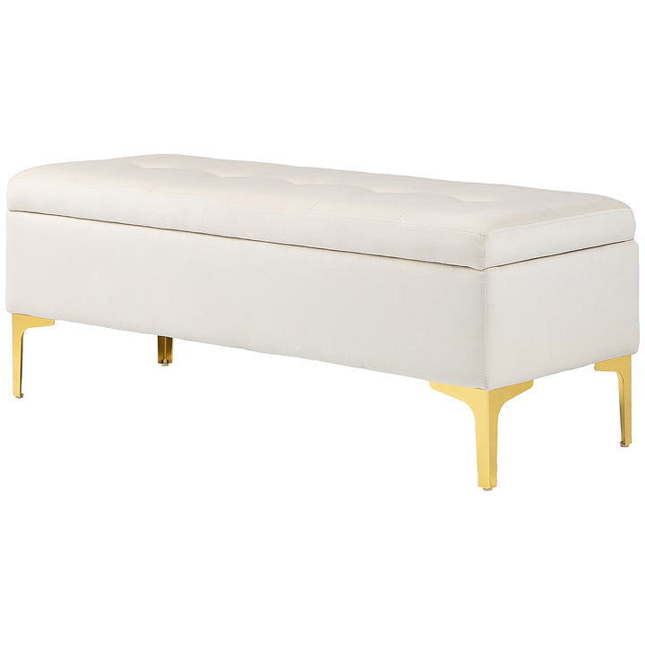 Bænk med opbevaringsplads, lasteevne op til 120 kg, 120 x 44 x 44,5 cm, beige