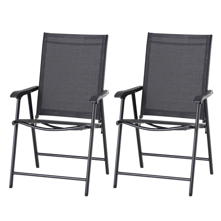 Klapstol med armlæn sæt med 2 campingstole fiskestol metal sort 58 x 64 x 94 cm