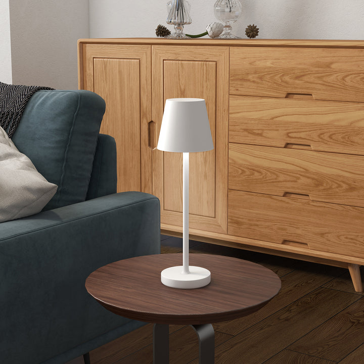Genopladelig usb bordlampe med 3 lysfarver, bærbar usb sengelampe med touch afbryder, metal, hvid