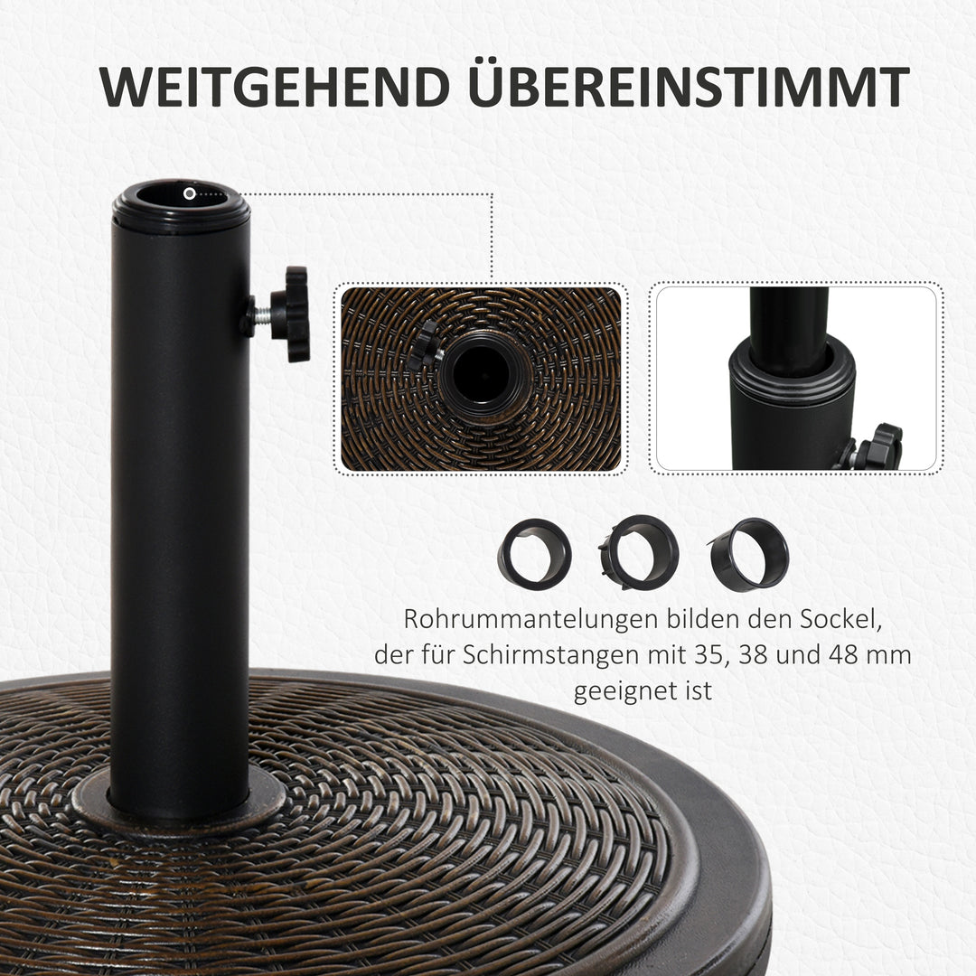 Parasolfod i cement, 14 kg, rund parasolfod med rottinglook til parasoller med en rørdiameter på 35 mm/38 mm/48 mm