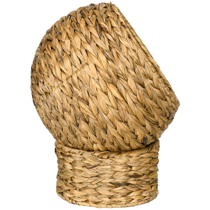 Rattan kattekurv kattehule kattehus katteseng med pude kæledyrsseng vandhyacint brun 42 x 33 x 52 cm
