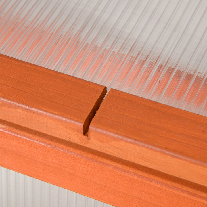 Koldramme-drivhus af træ og polycarbonat 90 x 46 x 40 cm drivhus med overdækning vejrbestandig koldrammekasse til haveplantebed orange