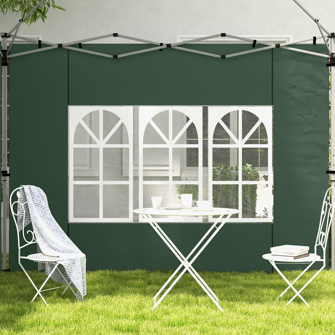 Sæt med 2 sidepaneler til 3x3/3x4 m pavillon, sidevæg med vindue, vandtæt, grøn