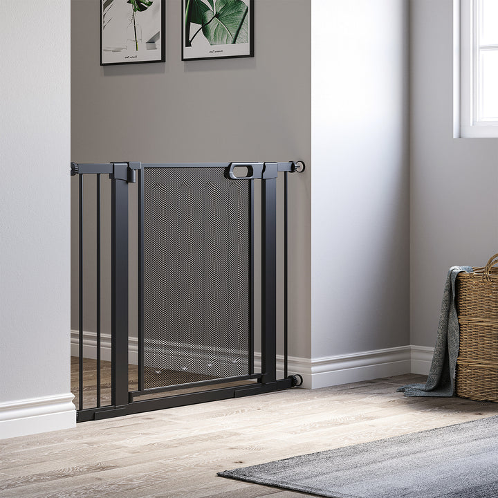Trappegitter, kæledyrsgitter, hundegitter, justerbar fra 75 cm - 103 cm, sort
