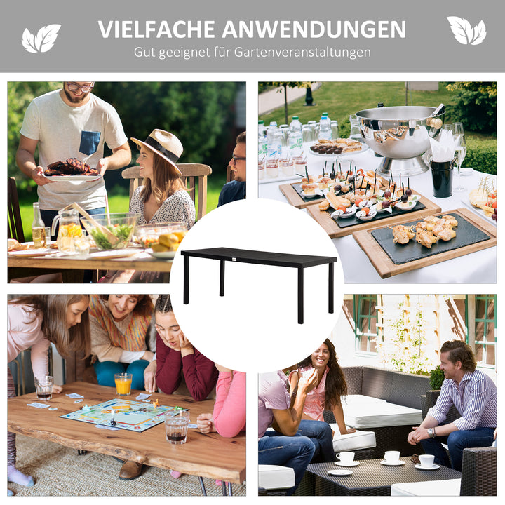 Havebord, udendørs bord, udendørs loungebord, vejrbestandig, 190 x 90 x 74 cm, sort