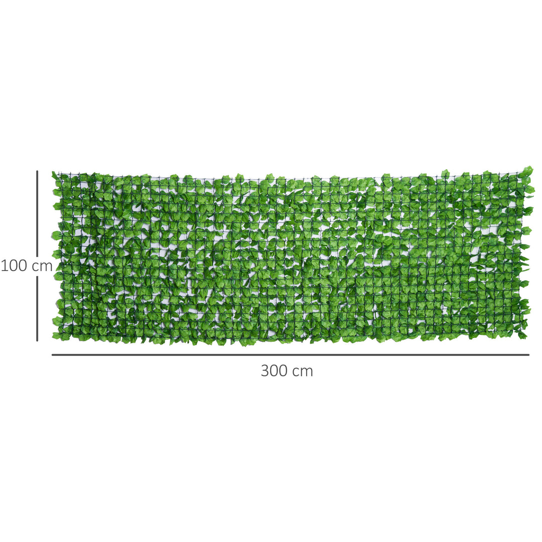 Kunstig hækskærm, UV-beskyttet, skærmgitter med blade, hækhegn, 300 x 100 cm, grøn