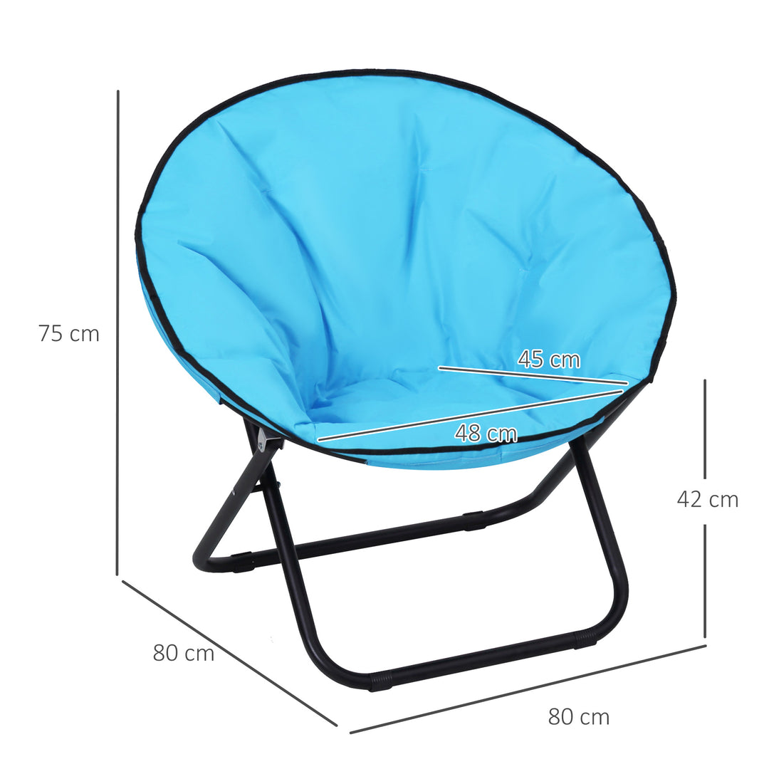 Foldbar campingstol med ryglæn, foldbar stol op til 120 kg, polstret månestol ekstra bred, foldbar udendørsstol til have, balkon, camping, blå