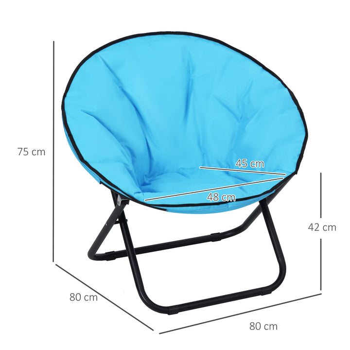 Foldbar campingstol med ryglæn, foldbar stol op til 120 kg, polstret månestol ekstra bred, foldbar udendørsstol til have, balkon, camping, blå