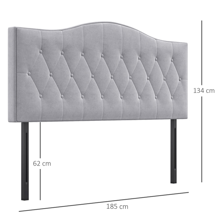 Sengegavl polstret sengegavl ryglæn sengegavl i gråt poppelfløjlsstof 185 x 8 x 134 cm