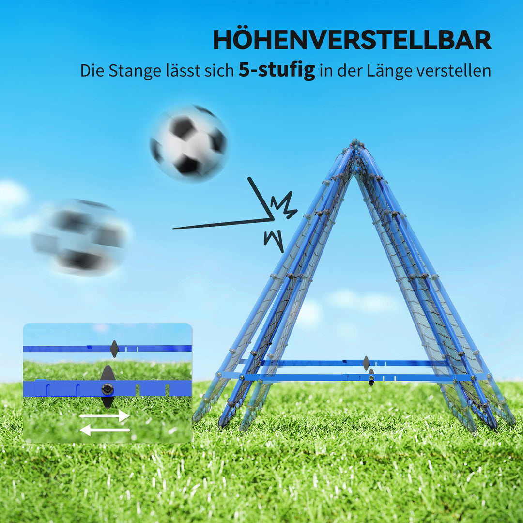 Dobbeltsidet rebounder til fodbold, justerbar reboundvæg med 5 vinkelpositioner, 100 x 68-95 cm kickback-mål til ungdom, reboundvæg til håndboldtræning, blå