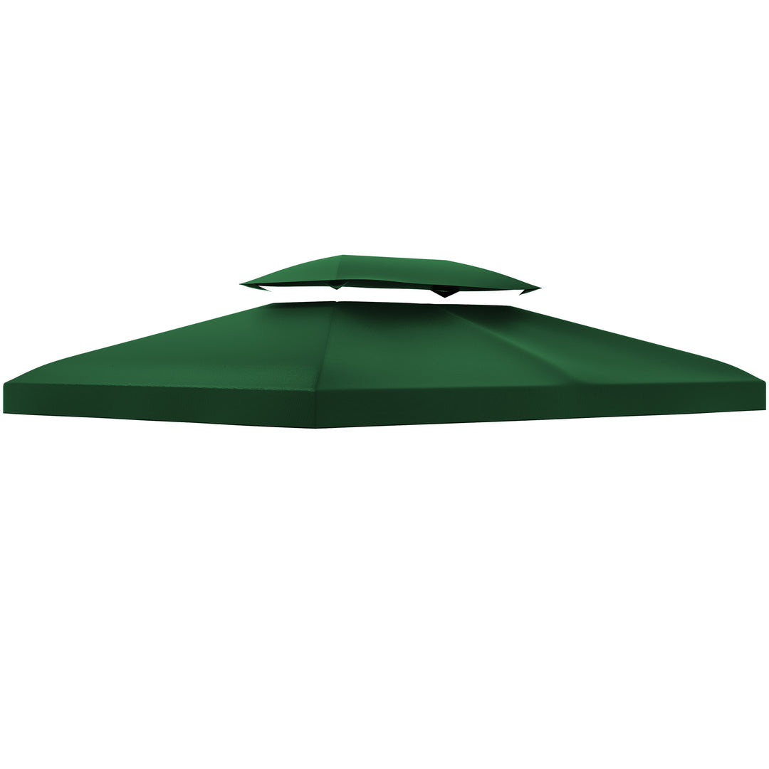 Udskiftningstag til 3x4m metalpavillon, vandafvisende, pavillontag (dobbelttag), udskiftningsovertræk til havepavillon, reservedele, polyester 180g/m², grøn