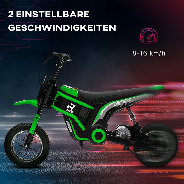 Elektrisk børnemotorcykel, 24v motor, justerbar hastighed, musik og lys, grøn