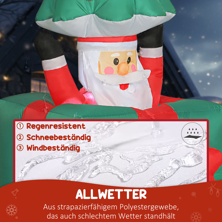 Oppustelig juledekoration med LED-lys, polyester, til indendørs og udendørs brug, rød og grøn