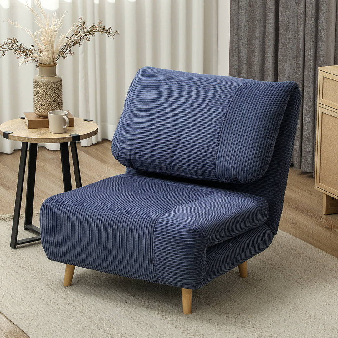 2-I-1 sovesofa gæsteseng, justerbar nakkestøtte fløjlslook 82 cm x 8 cm x 83 cm blå