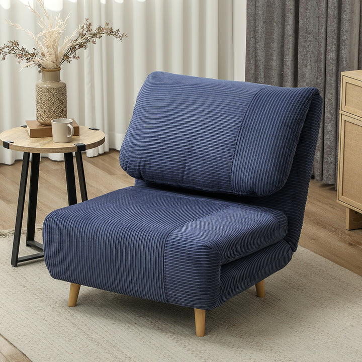 2-I-1 sovesofa gæsteseng, justerbar nakkestøtte fløjlslook 82 cm x 8 cm x 83 cm blå