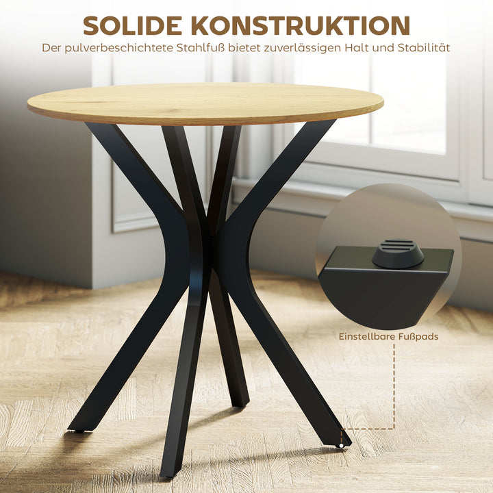 Spisebord, køkkenbord, rundt bord, moderne design, 78 cm x 78 cm x 75 cm, naturtræ