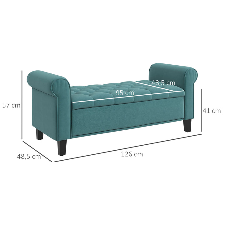 Vintage design bænk med opbevaring, velour look, grøn