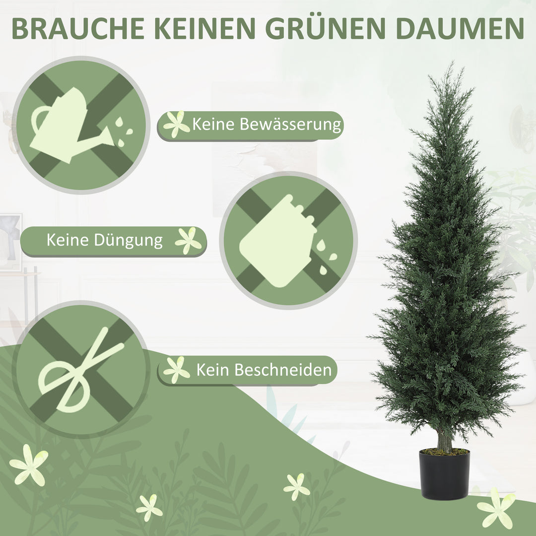 Kunstig cypres plante, 638 plastblade, med potte, uv-resistent, grøn