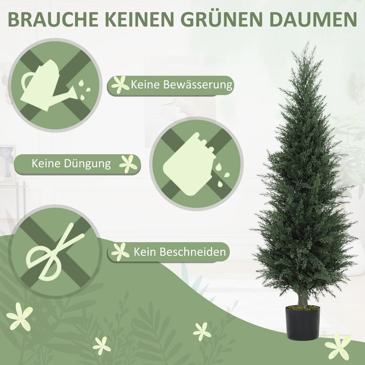 Kunstig cypres plante, 638 plastblade, med potte, uv-resistent, grøn