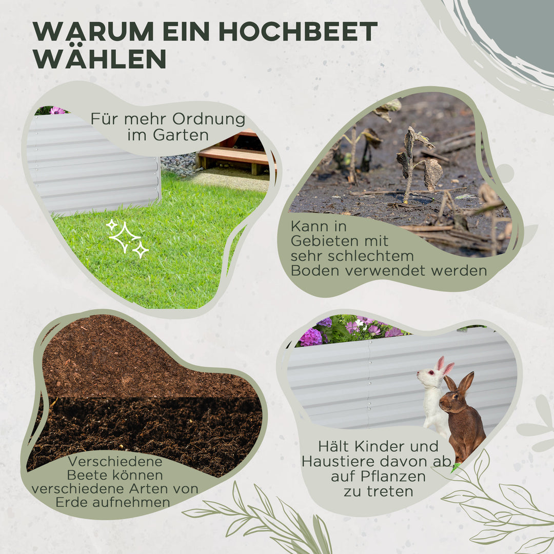 Plantepotte, praktisk blomsterbed til plantning, pleje og pleje, højbed, stål, lysegrå