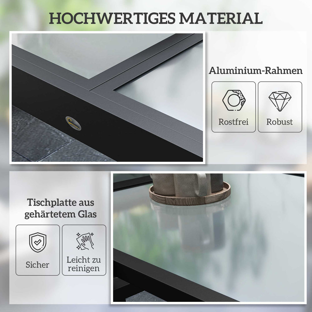 Udtrækkeligt havebord, udendørsbord, udvideligt buffetbord, vejrbestandigt, 160 cm × 80 cm × 75 cm, sort