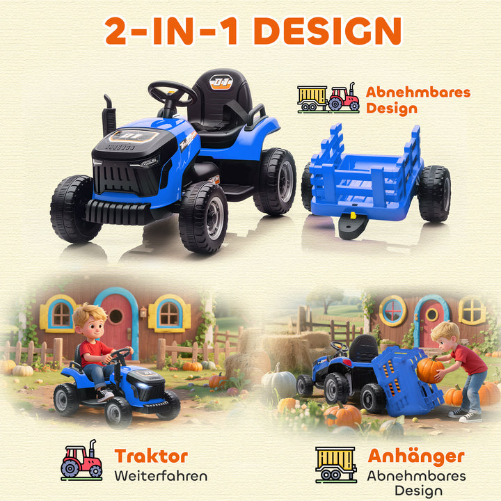 Elektrisk børnetraktor, havetraktor med fjernbetjening, blød start, til børn i alderen 3-8 år, blå