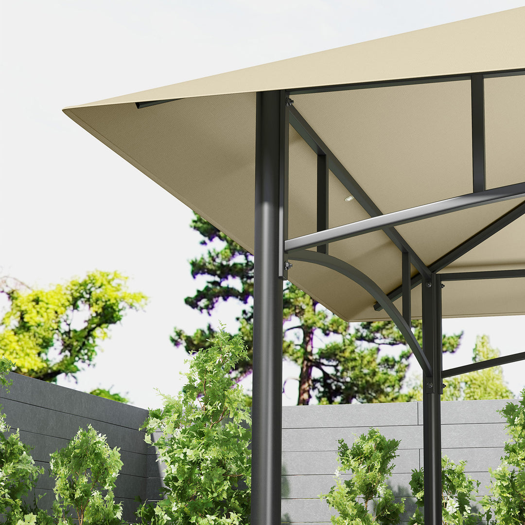 Grilltelt, bbq-telt, havepavillon med 2 hylder, opbevaringskurve, kroge, til terrasse, beige