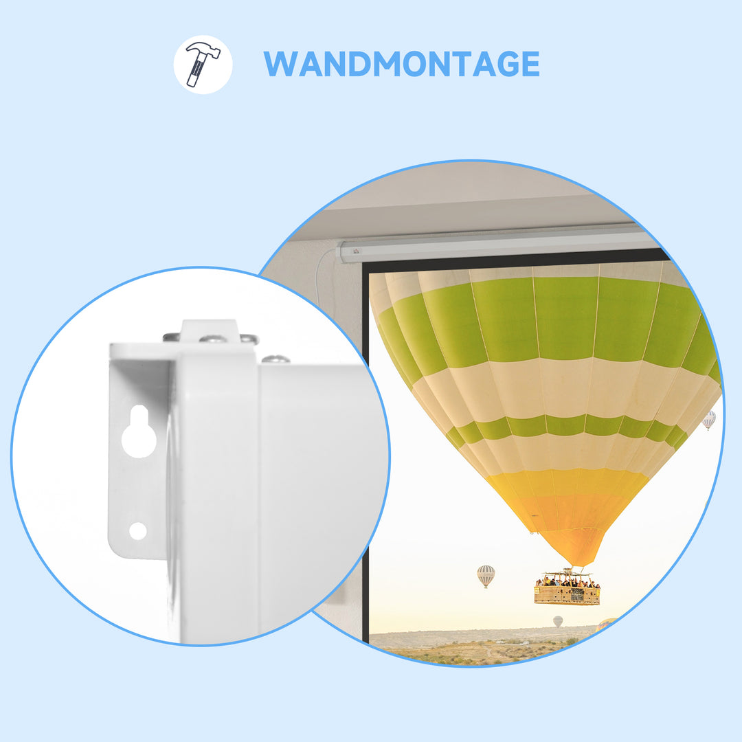 Projektorlærred, 1:1 format, fjernbetjening, 172 x 172 cm (96 tommer), hvid