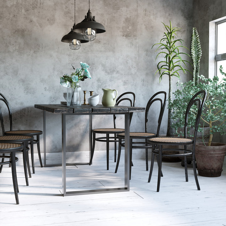 Bordbensæt, 2 stålben, 72 x 60 cm, forborede huller, industrielt design, stål, sort