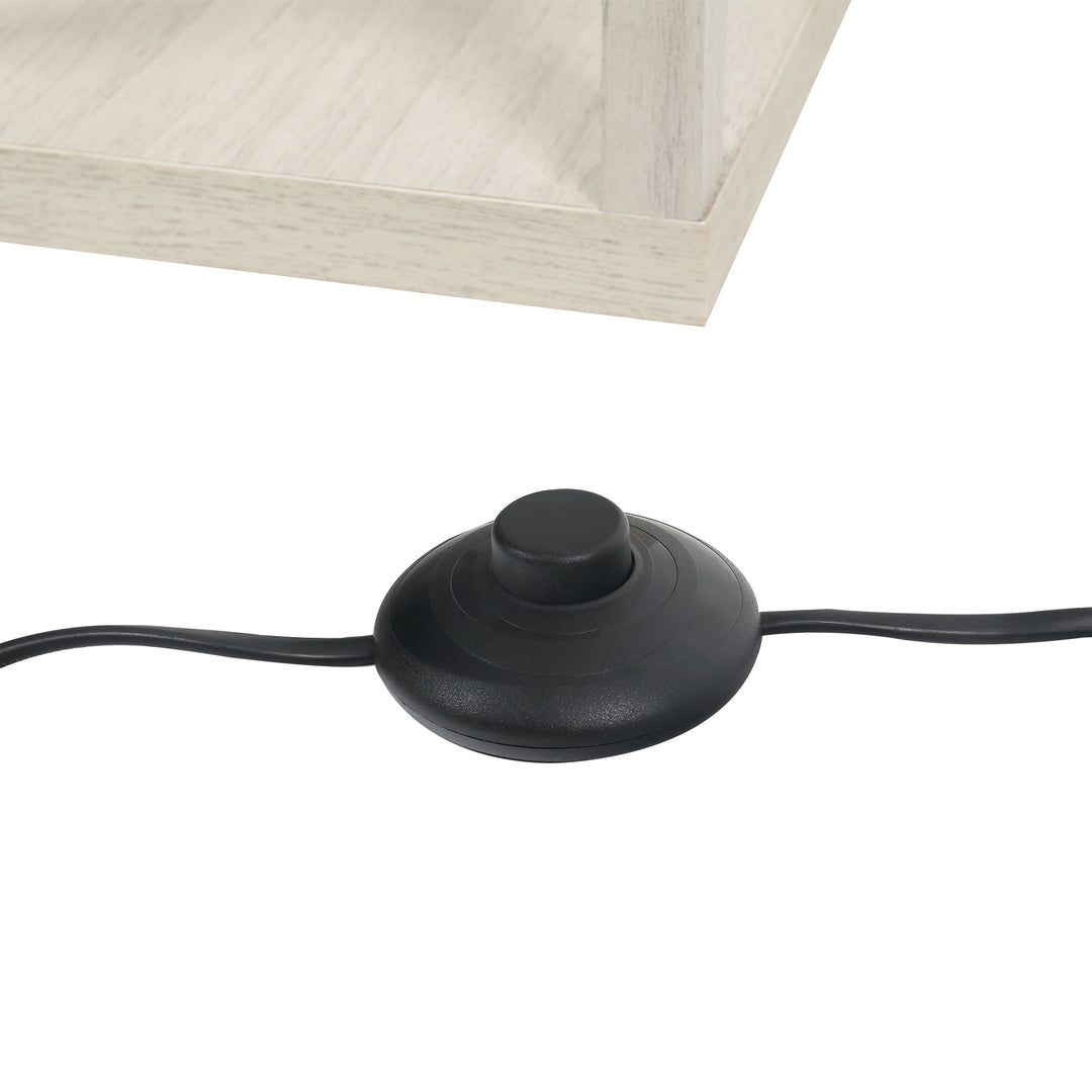 Gulvlampe med hylder, træ, 26 x 26 x 160 cm, til stue/soveværelse (pære medfølger ikke)